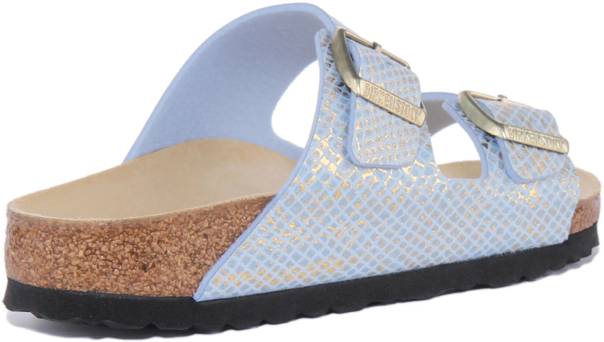 Birkenstock Arizona Sandalia Birko Flor de doble tira para mujer en dorado