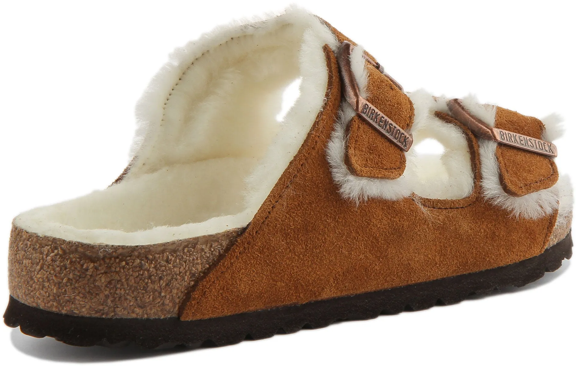 Birkenstock Arizona Shearling Sandalia de doble tira de ante para en negro