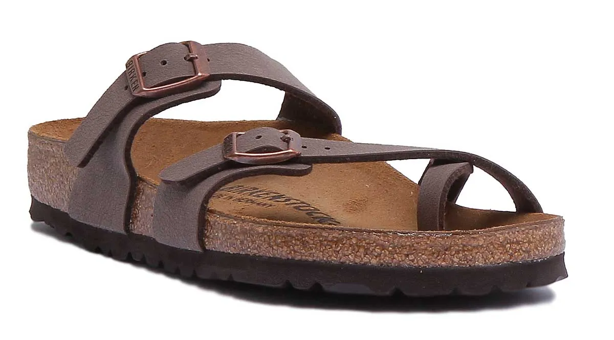 Birkenstock Mayari Sandalia de tiras de cuero aceitado para mujer en negro