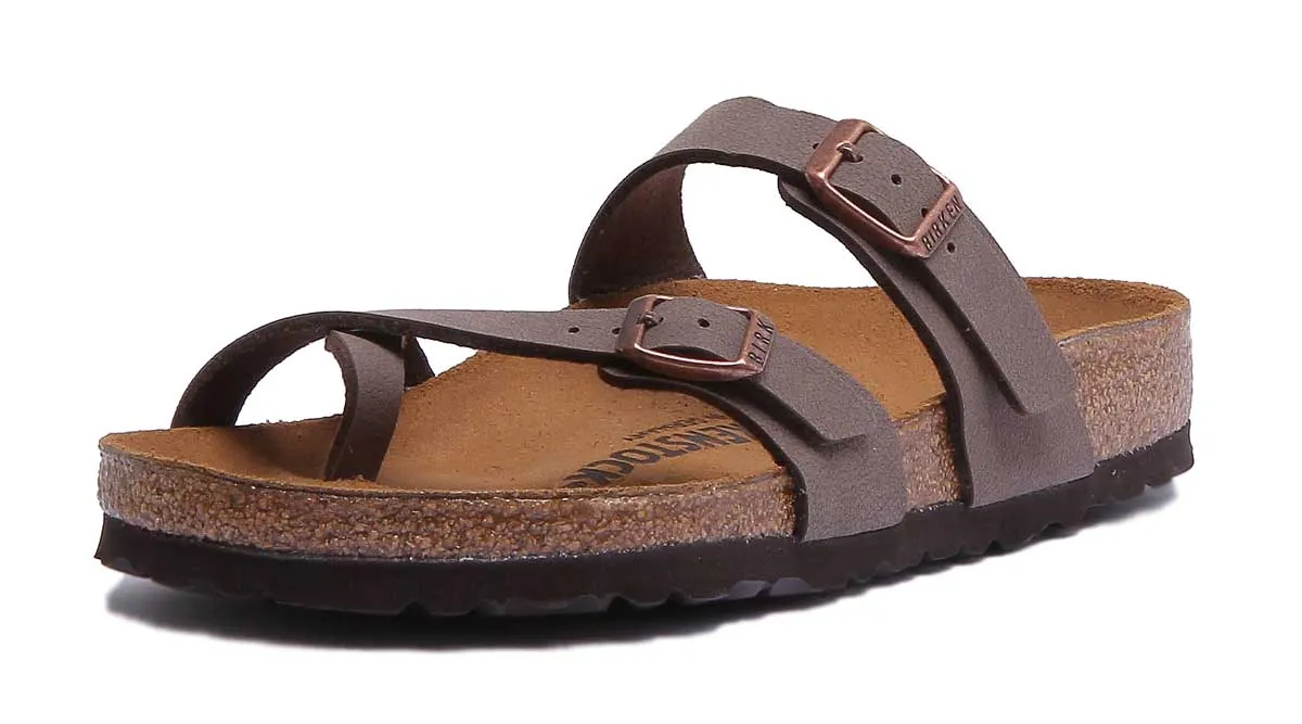 Birkenstock Mayari Sandalia de tiras de cuero aceitado para mujer en negro