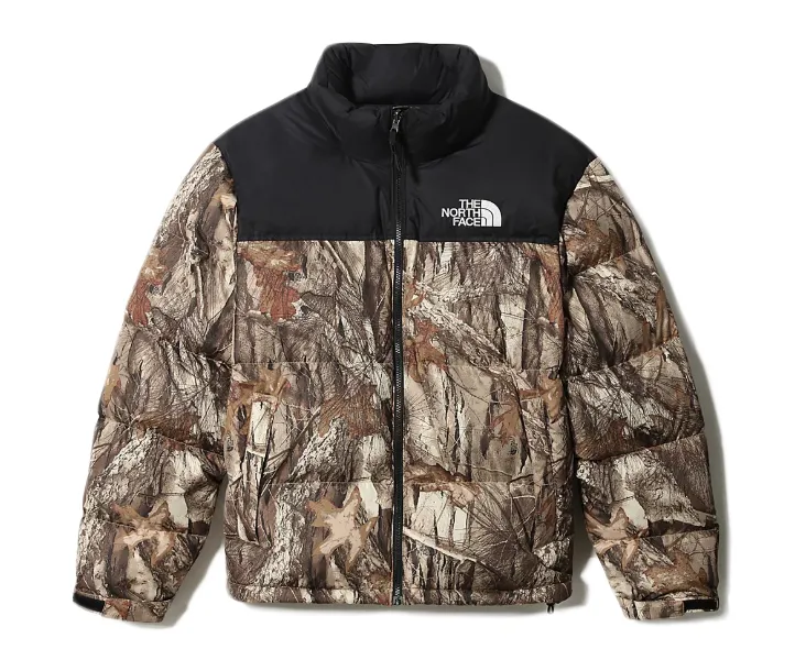 The North Face 1996 Retro Nuptse Packable Jacket Kelp Tan Forest Floor Print